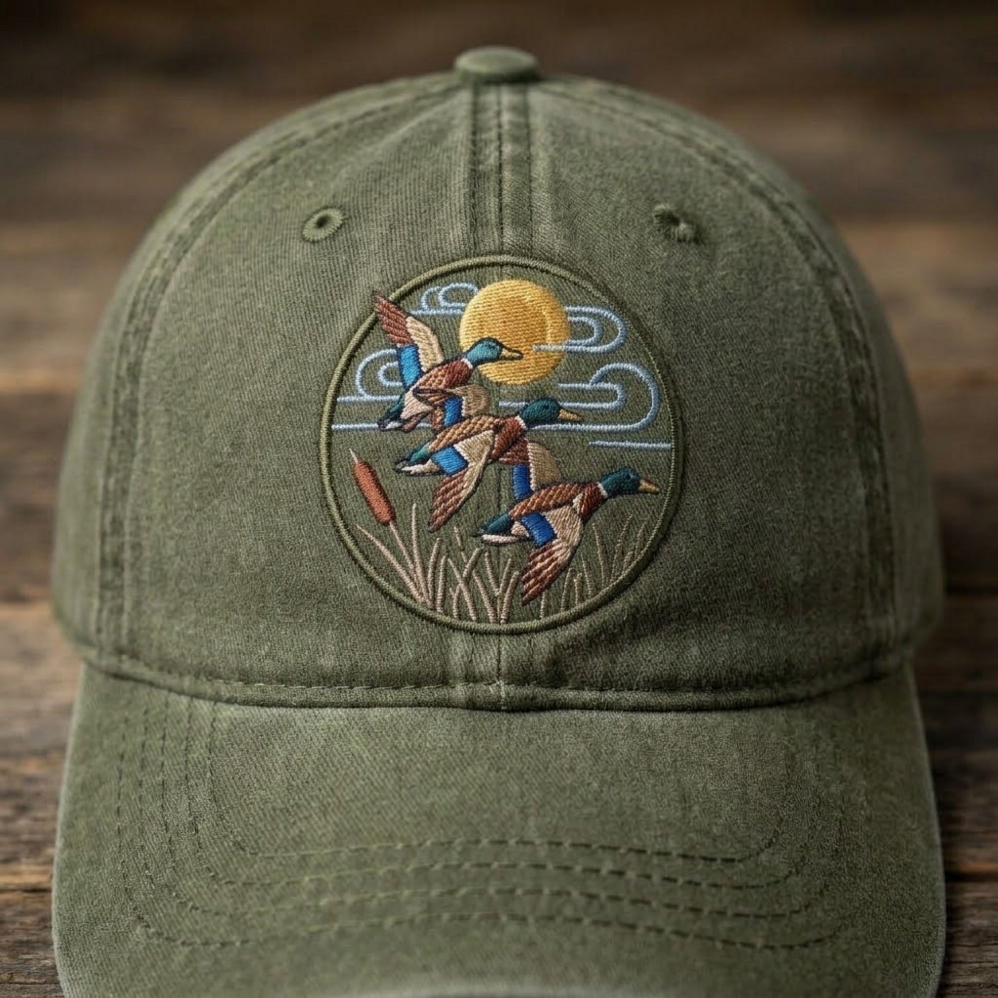 Vintage Duck Embroidered Baseball Cap - Navy Blue Wildlife & Outdoor Adventure Hat