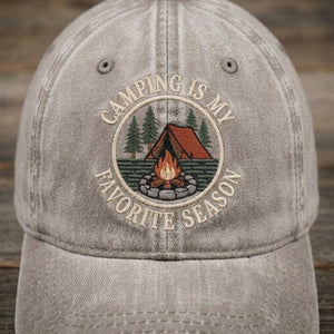 Camping Is My Favorite Season Embroidered Baseball Cap - Vintage Outdoor Camp Hat - 1