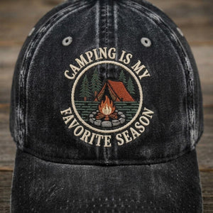 Camping Is My Favorite Season Embroidered Baseball Cap - Vintage Outdoor Camp Hat - 6