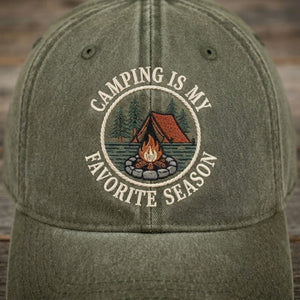 Camping Is My Favorite Season Embroidered Baseball Cap - Vintage Outdoor Camp Hat - 4