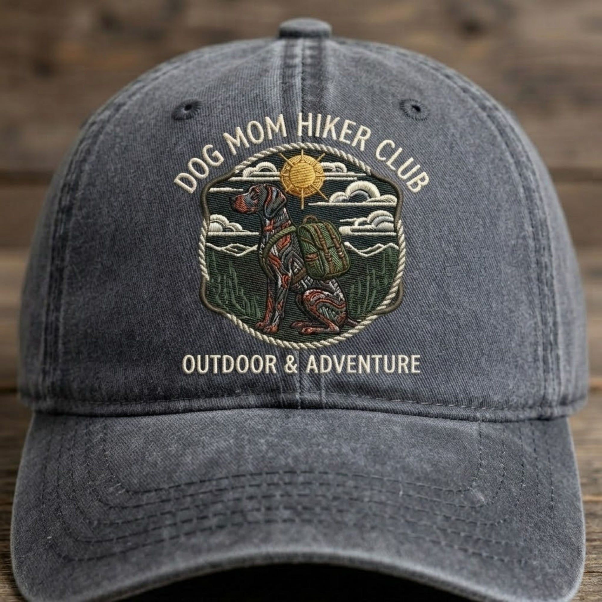 Dog Mom Hiker Club Embroidered Baseball Cap - Outdoor Adventure Hat for Dog Lovers & Hiking Moms
