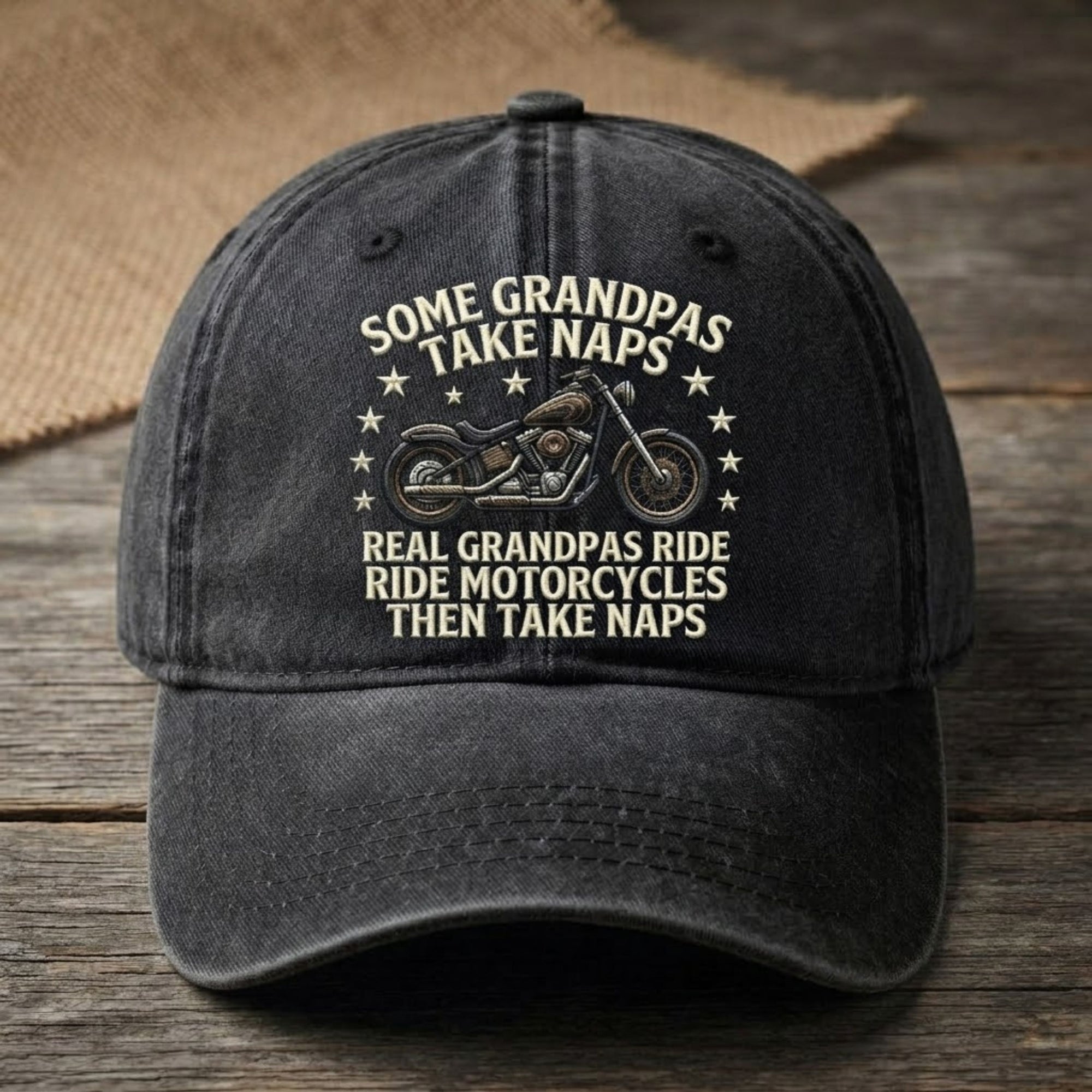 Real Grandpas Ride Motorcycles Embroidered Baseball Cap - Funny Vintage Biker Hat for Motorcycle Lovers