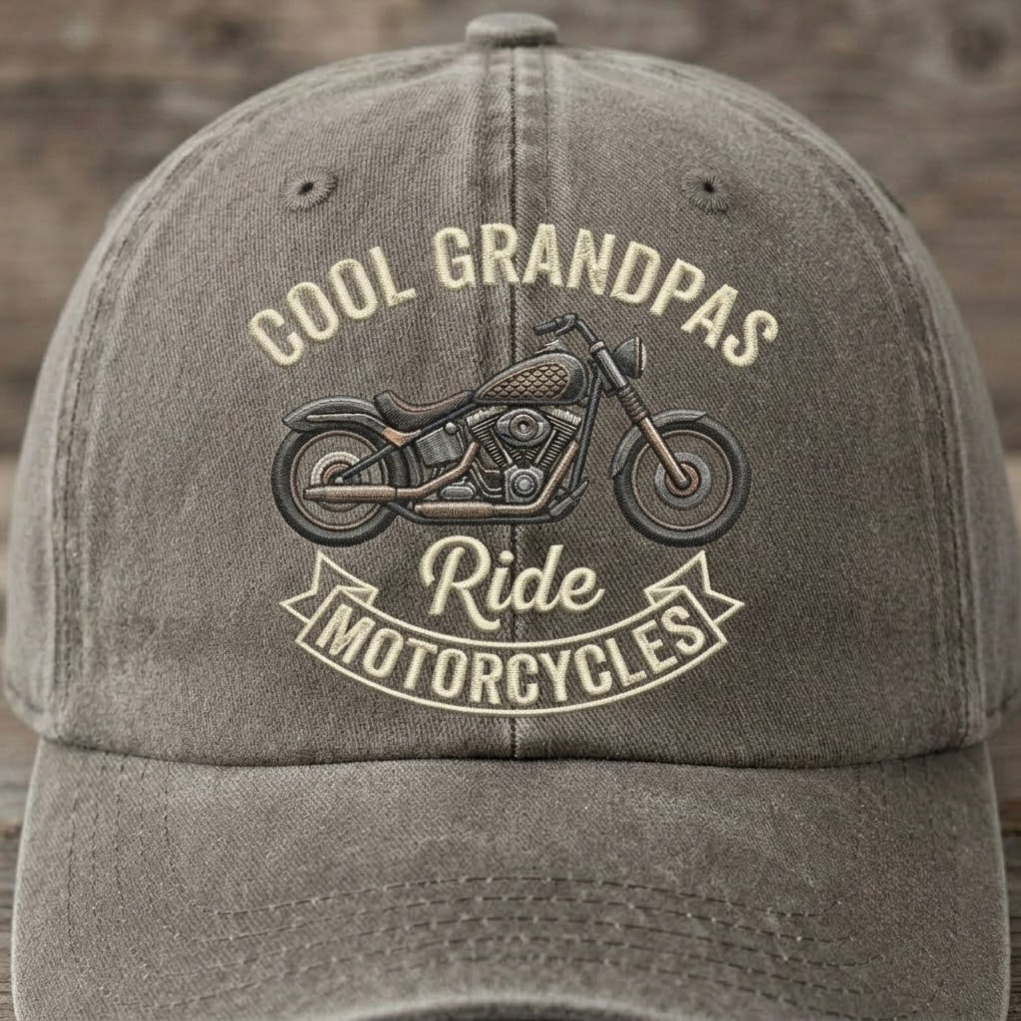 Cool Grandpas Ride Motorcycles Embroidered Baseball Cap - Vintage Biker Hat for Motorcycle Lovers