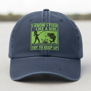 Fishing Like A Girl Embroidered Hat Funny Female Angler Gift - 4