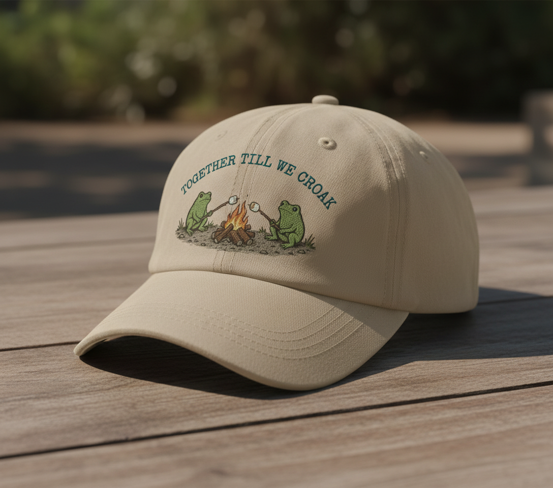 Together Till We Croak Frog Campfire Embroidered Hat Emh