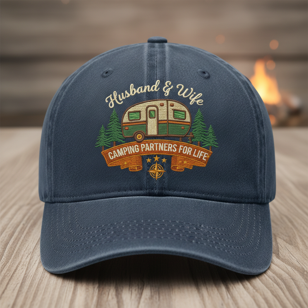 Husband And Wife Camping Partners For Life Embroidered Hat