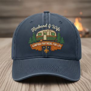 Husband And Wife Camping Partners For Life Embroidered Hat - 1