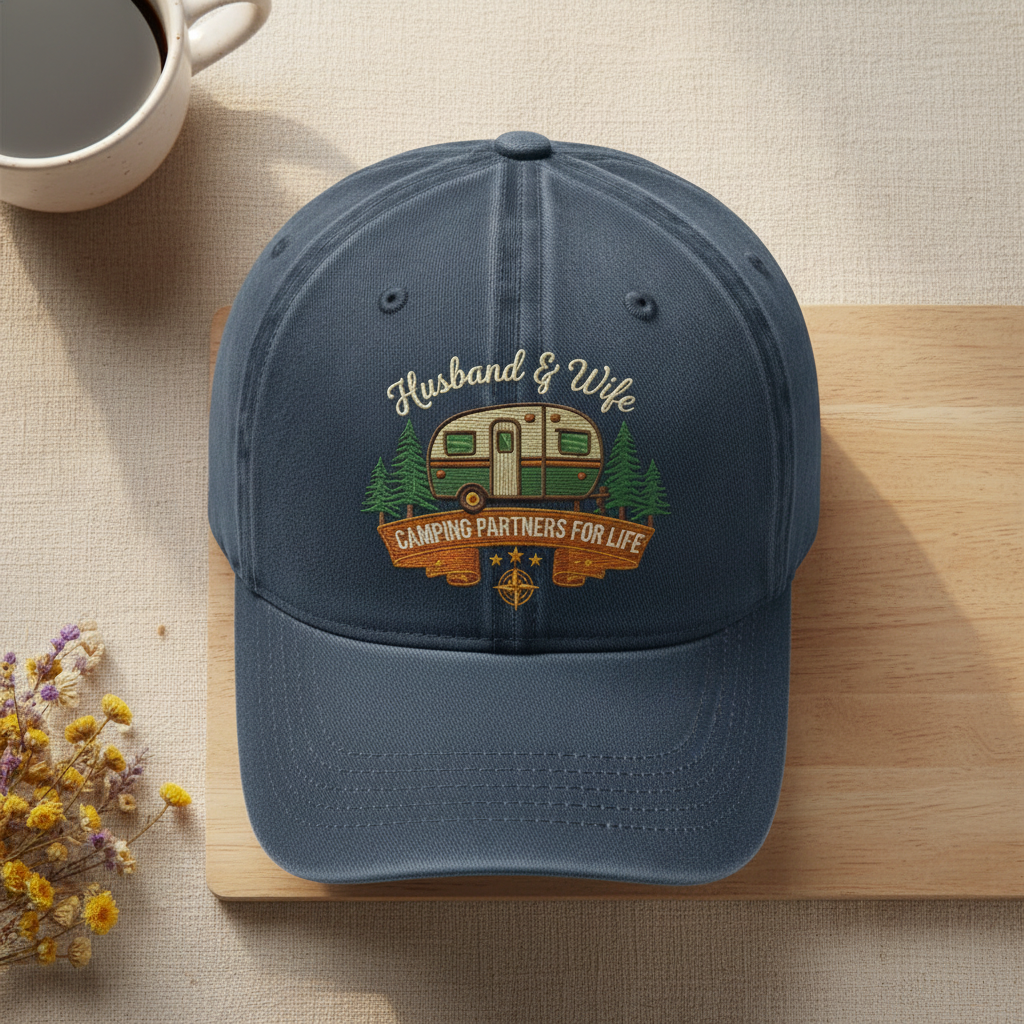 Husband And Wife Camping Partners For Life Embroidered Hat
