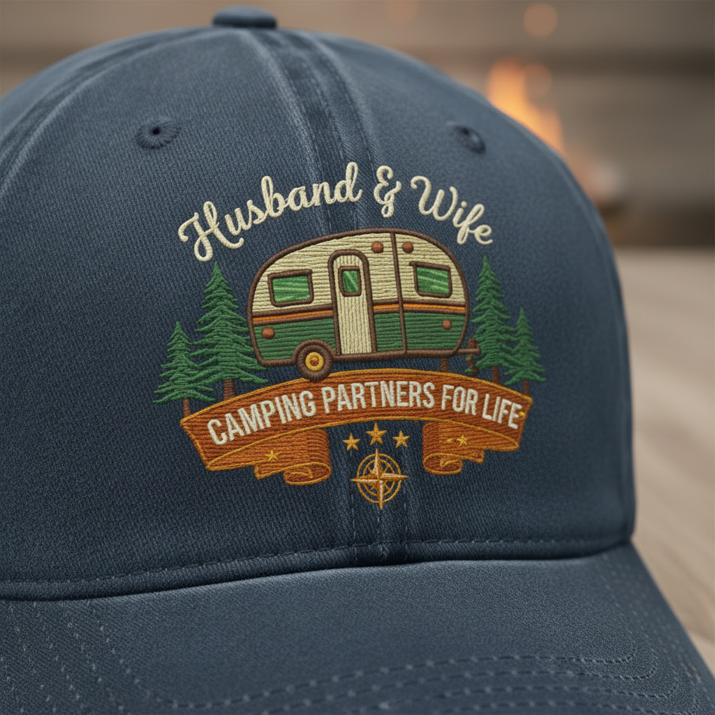 Husband And Wife Camping Partners For Life Embroidered Hat