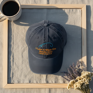 When She Bends Over Fishing Rod Pun Embroidered Hat For Him - 3