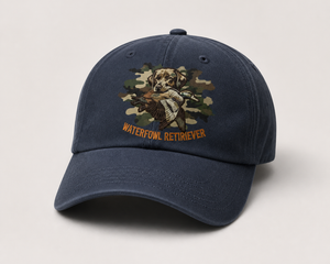 Lab With Duck Embroidered Hat, Retrieving Labrador Hunting Dog Camo Design - 3