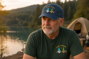 Gone Fishing Gnomes Embroidered Hat, Fishing Gnome Duo, Cute Fisherman Gnome - 3