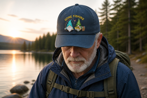 Gone Fishing Gnomes Embroidered Hat, Fishing Gnome Duo, Cute Fisherman Gnome - 4