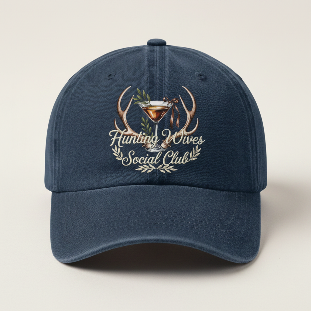 Hunting Wives Social Club Antler Martini Embroidered Hat, Country Women'S Fashion