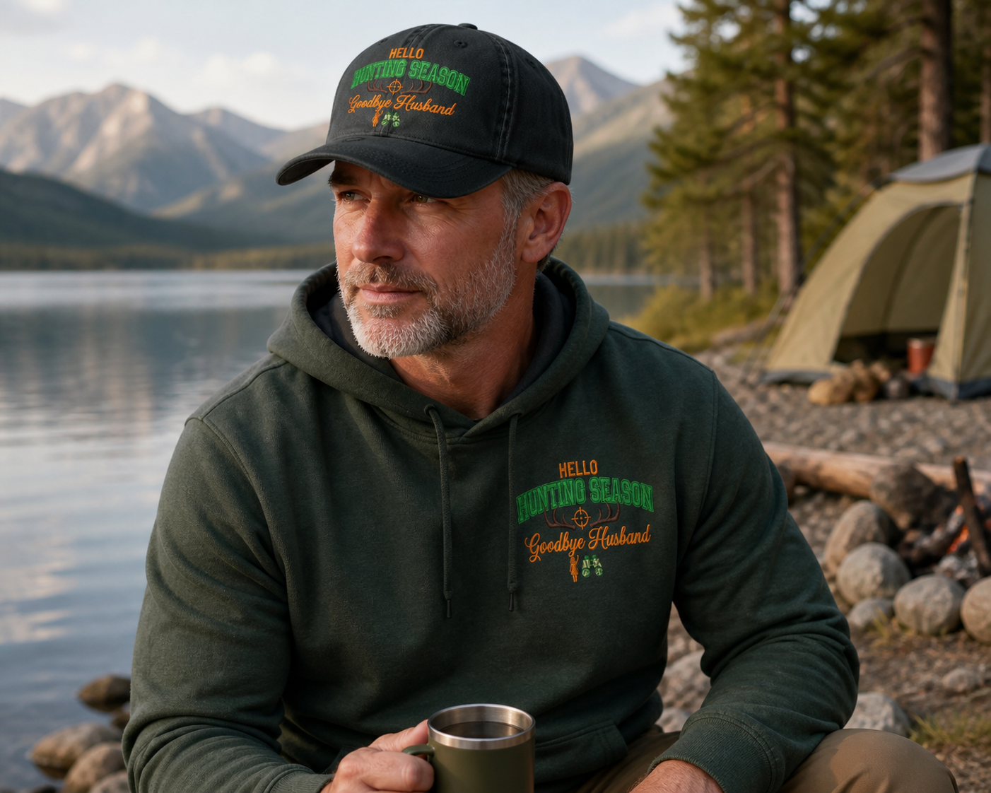 Hello Hunting Season Goodbye Husband Embroidered Hat Funny Wife Hunting Design