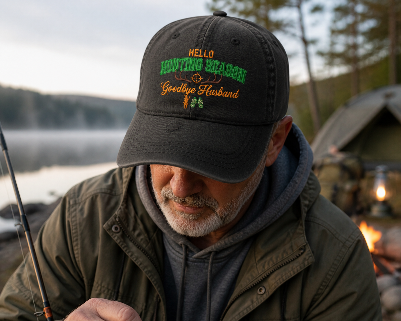 Hello Hunting Season Goodbye Husband Embroidered Hat Funny Wife Hunting Design