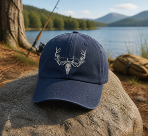 Bowhunter Skull Embroidered Hat Compound Bow Antlers Archery Deer - 1