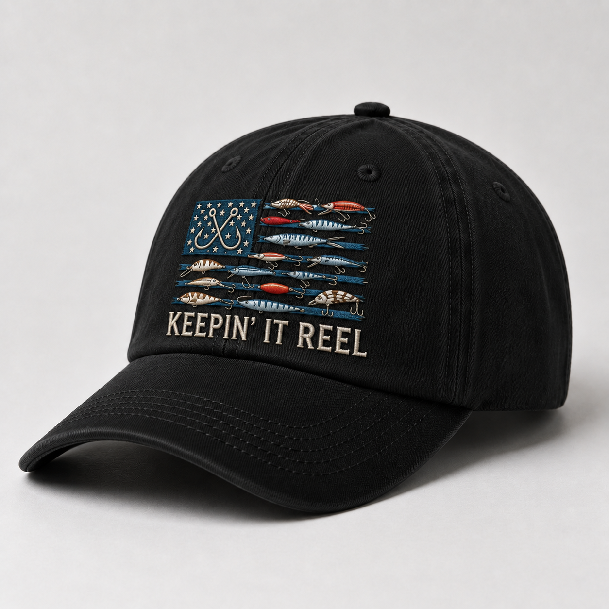 Keepin It Reel Fishing Hat Vintage Fishing Cap Embroidered Dad Hat Fishing Lure
