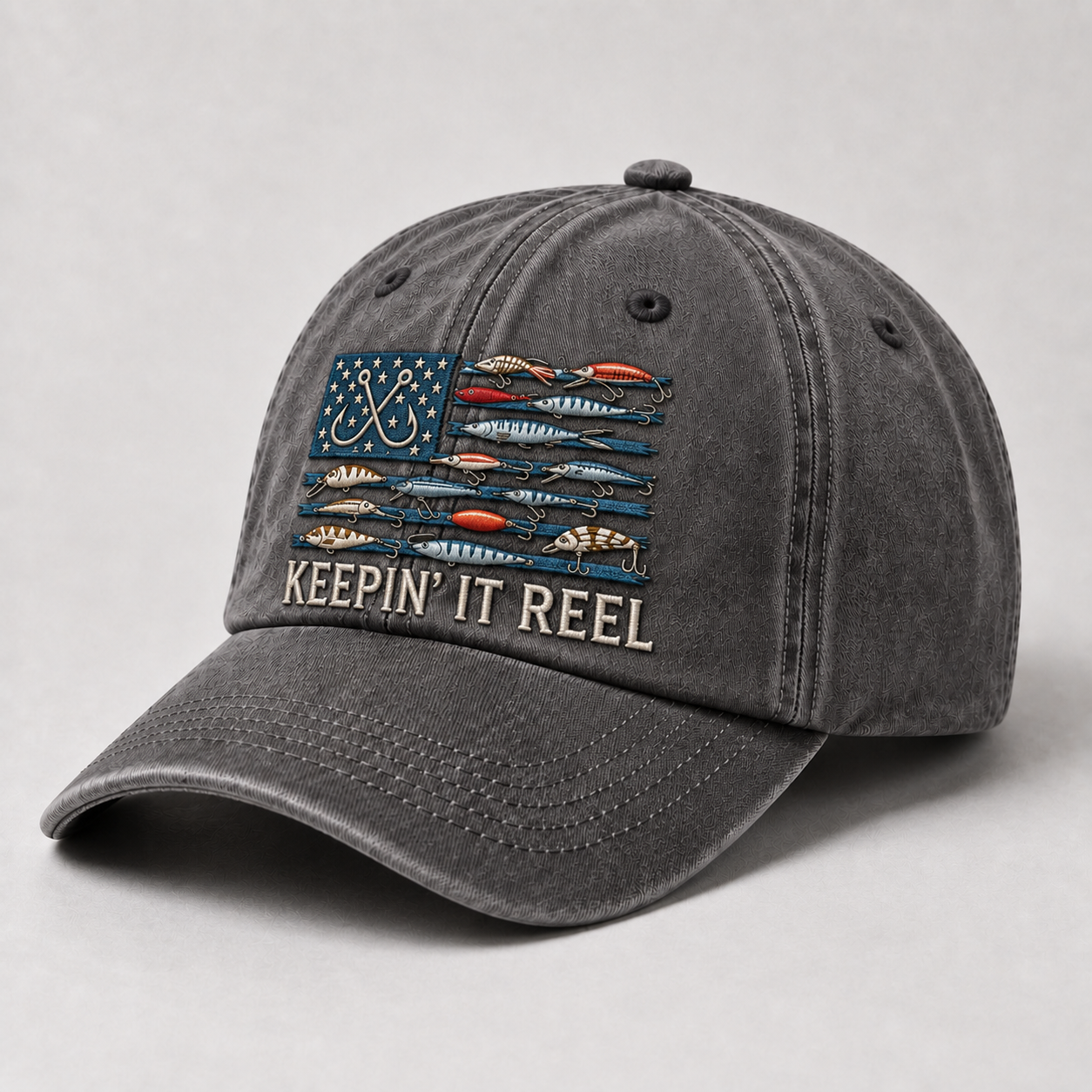 Keepin It Reel Fishing Hat Vintage Fishing Cap Embroidered Dad Hat Fishing Lure