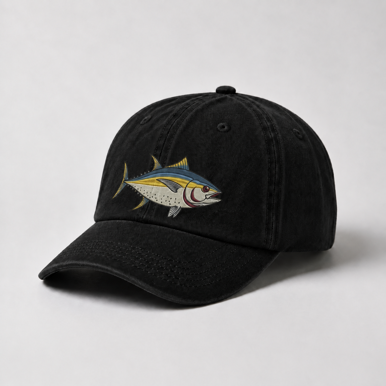 Custom Yellowfin Tuna Embroidered Hat, Personalized Fishing Baseball Cap, Vintage Saltwater Fisherman Gift, Men Fly Fishing Hat