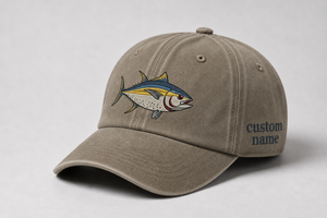 Custom Yellowfin Tuna Embroidered Hat, Personalized Fishing Baseball Cap, Vintage Saltwater Fisherman Gift, Men Fly Fishing Hat - 2