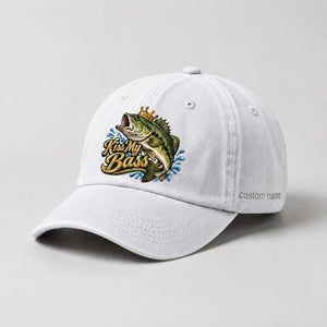 Kiss My Bass Custom Name Embroidered Hat, Crown Largemouth Bass Cap - 4