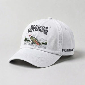 Old River Outdoors Embroidered Fishing Hat, Trout Fly Fishing Dad Hat, Custom Outdoor Adventure Baseball Cap, Nature River Angler Gift - 4