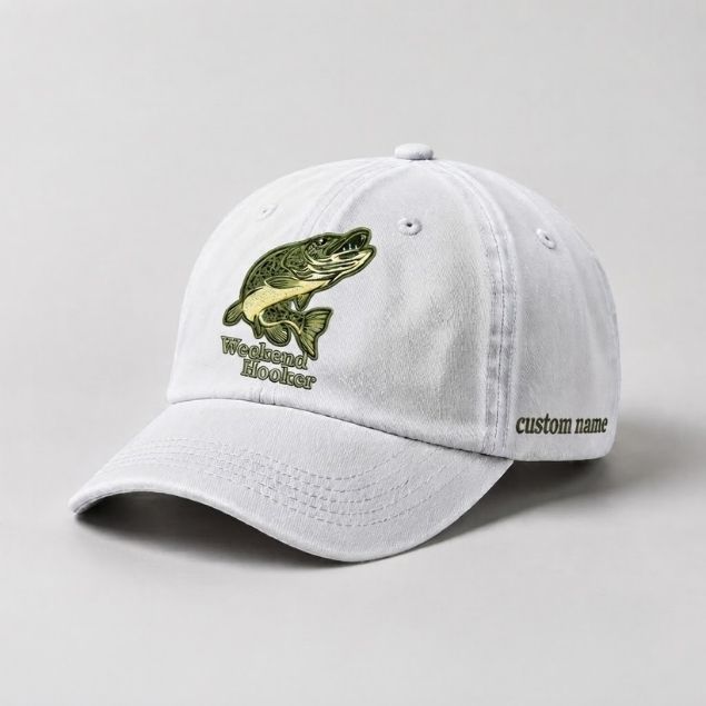Weekend Hooker Hat Custom Name Pike Fishing Cap Embroidered