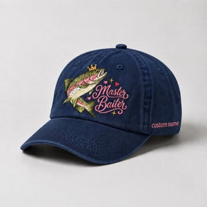 Master Baiter Hat Custom Name Rainbow Trout Embroidered Hat For Women - 3