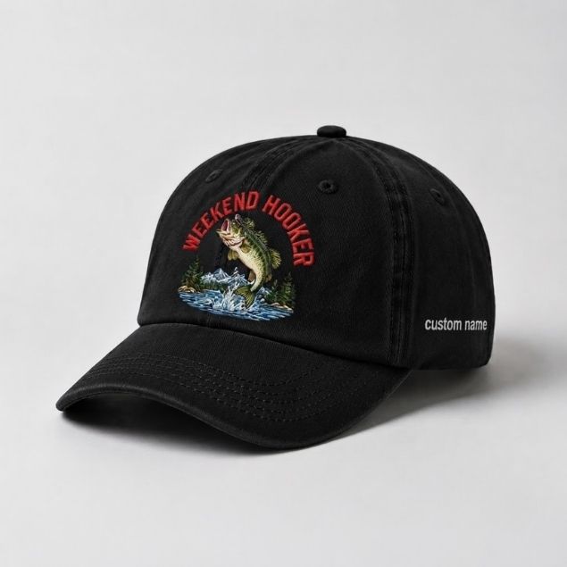 Weekend Hooker Hat Custom Name Largemouth Bass Fishing Embroidered