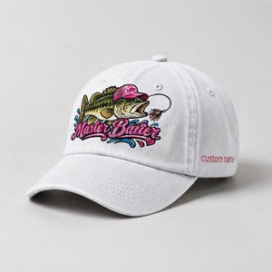 Master Baiter Largemouth Bass Custom Name Embroidered Hat for Women - 4