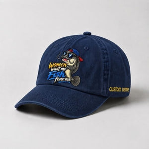 Women Want Me Fish Fear Me Custom Name Embroidered Fishing Hat, Funny Catfish Fisherman Gift - 3