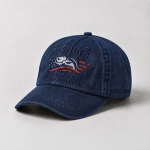 Catching Fish Not Feelings Custom Embroidered Hat, Funny USA Flag Fishing Dad Hat, Fisherman Hat Gift - 5