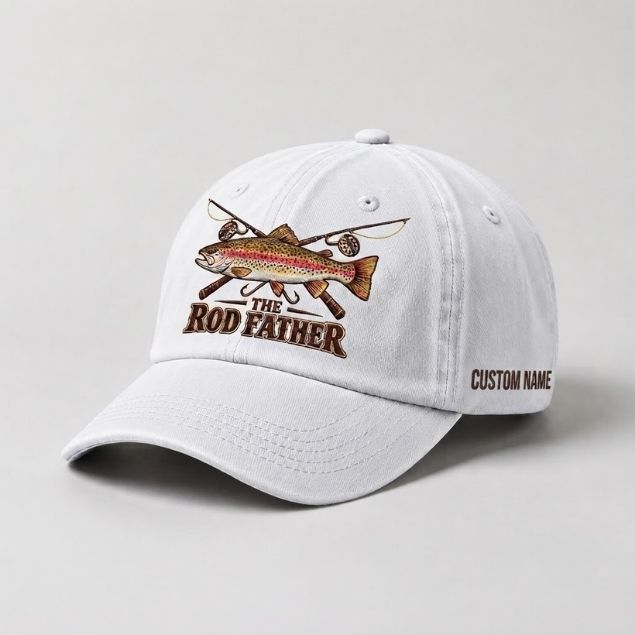 The Rod Father Hat Custom Name Rainbow Trout Embroidered Hat