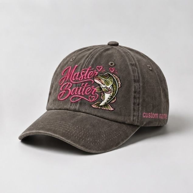 Master Baiter Hat Custom Name Largemouth Bass Embroidered Hat For Women