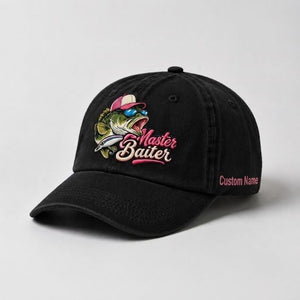 Master Baiter Custom Name Embroidered Hat Fishing, Largemouth Bass Fish Hat, Gift for Women Anglers - 2