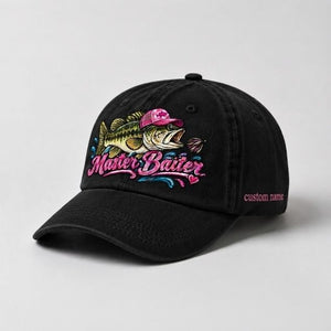 Master Baiter Largemouth Bass Custom Name Embroidered Hat for Women - 2
