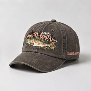 Master Baiter Trout Custom Name Embroidered Hat for Women, Cute Rainbow Trout Fish Embroidery Cap - 5
