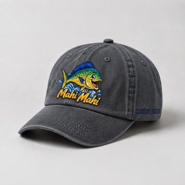 Mahi Mahi Custom Name Embroidered Fishing Hat, Offshore Angler Hat