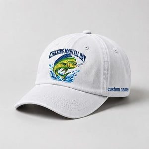 Chasing Mahi All Day Custom Name Embroidered Fishing Hat For Offshore Angler - 4