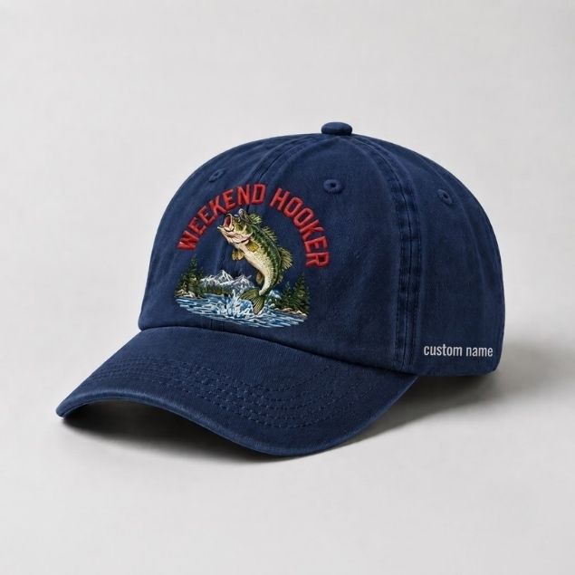 Weekend Hooker Hat Custom Name Largemouth Bass Fishing Embroidered