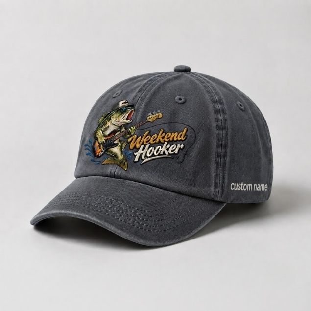 Weekend Hooker Hat Custom Name Largemouth Bass Embroidered Cap