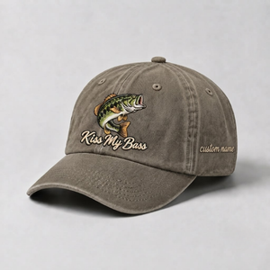 Kiss My Bass Hat Custom Name Fishing Embroidered, Bass Angler Gift - 6
