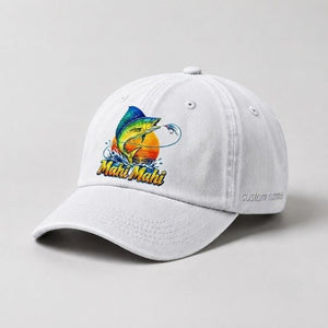 Mahi Mahi Custom Name Embroidered Fishing Hat, Saltwater Fishing Gift - 4