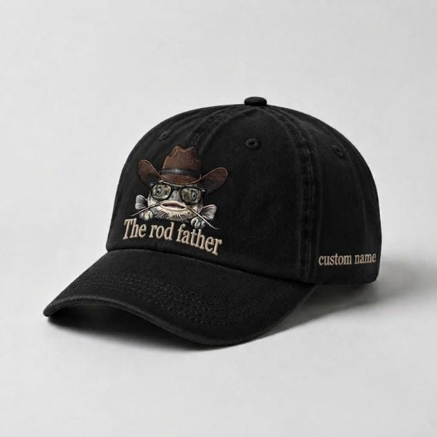 The Rod Father Hat Catfish Fishing Custom Name Embroidered Cap