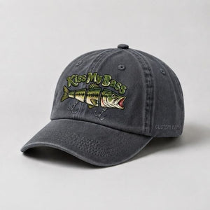 Kiss My Bass Custom Name Embroidered Hat Largemouth Bass Fishing Lure Cap - 1