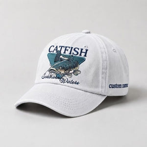 Catfish Hat Souther Waters Custom Name Embroidered, Personalized Fishing Dad Hat, River Angler Baseball Cap, Fisherman Gift - 4