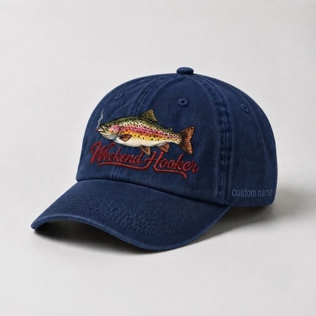 Weekend Hooker Hat Custom Name Rainbow Trout Embroidered Fishing
