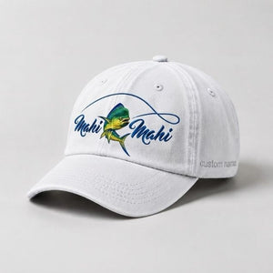 Mahi Mahi Custom Name Embroidered Fishing Hat, Dorado Fish Cap - 4