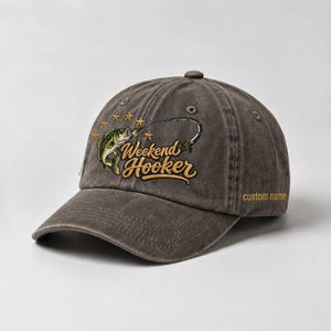 Weekend Hooker Custom Name Largemouth Bass Embroidered Hat, Funny Bass Fishing Cap - 5